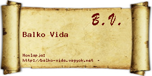 Balko Vida névjegykártya